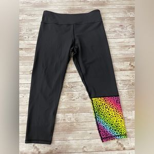 Zyia Active Rainbow Leopard Light n Tight Black Leggings Sz: 20
